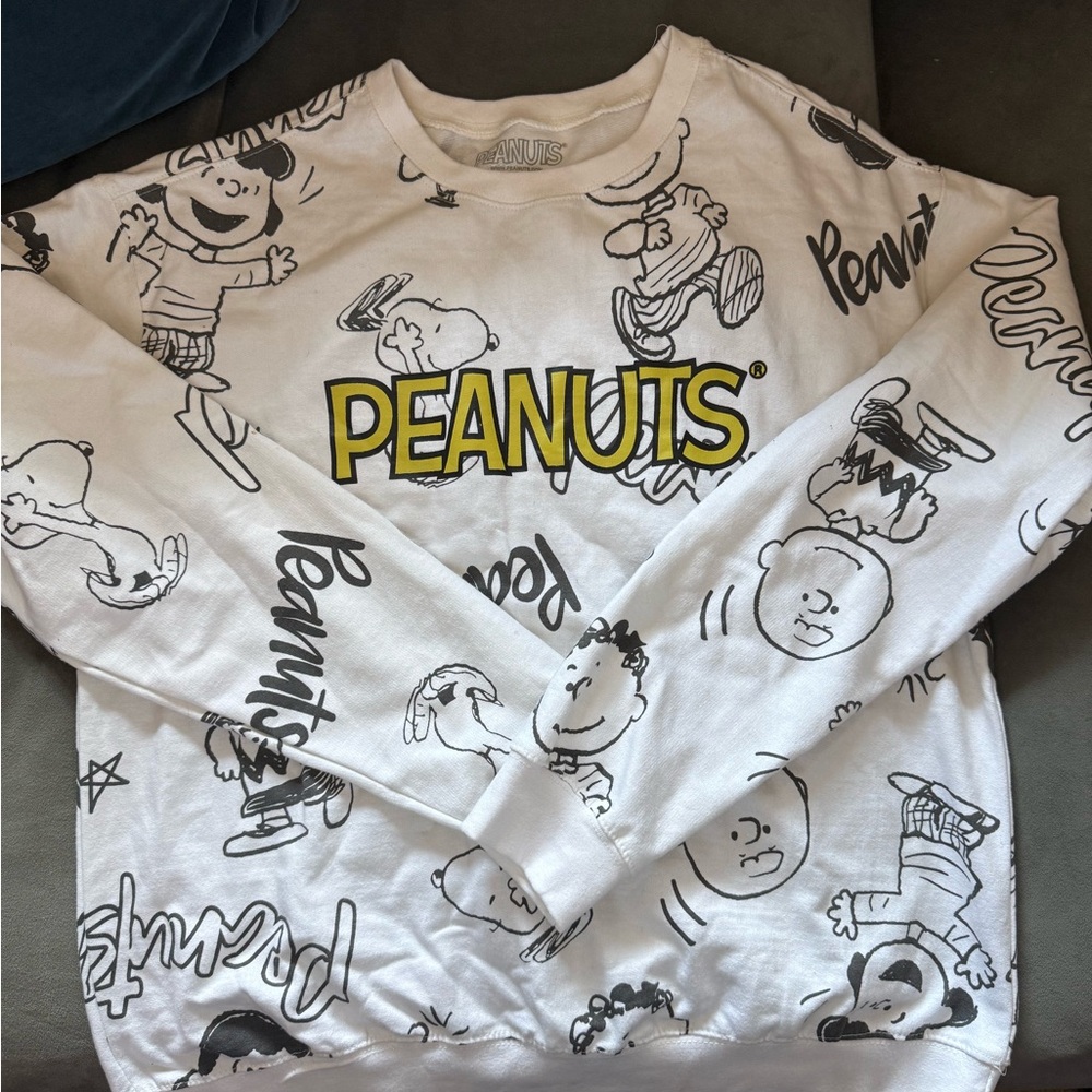 Peanuts White Cotton Blend Sweater